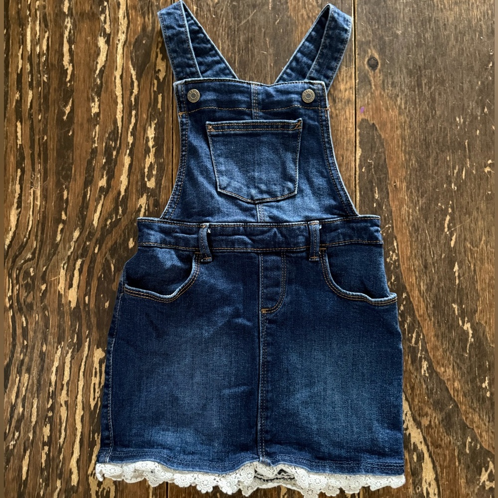 Like New! Old Navy Toddler 4T Denim & Crochet Overall Dress